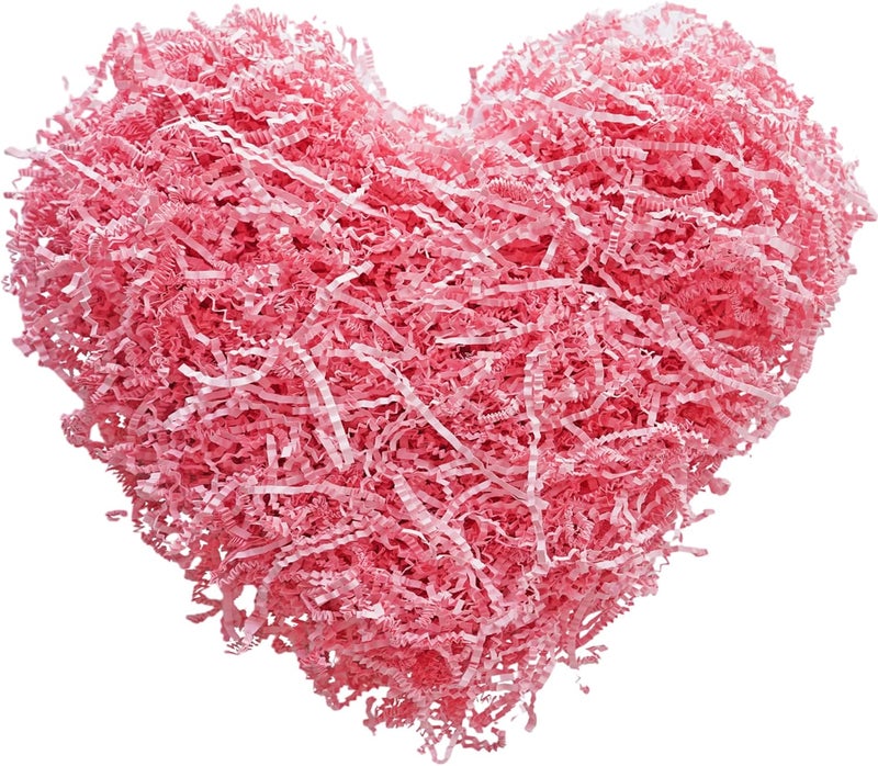 Bobobag - 4oz Crinkle Cut Paper Shred Filler Recyclable Gift Wrap Confetti Raffia Grass Shred Paper for Easter Baskets Filler Creative Eggs Decor (Pink) - Image 1